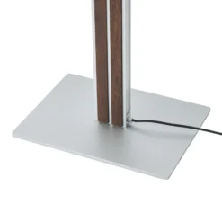 Lámpara de pie LED Quitani Lisene, nogal/plata/natural, 162 cm, atenuable