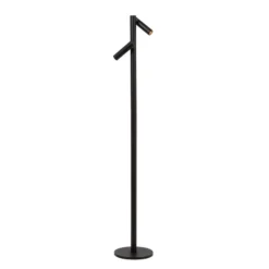 Lámpara de pie LED recargable Antrim, negra, 2 luces, IP54, atenuable