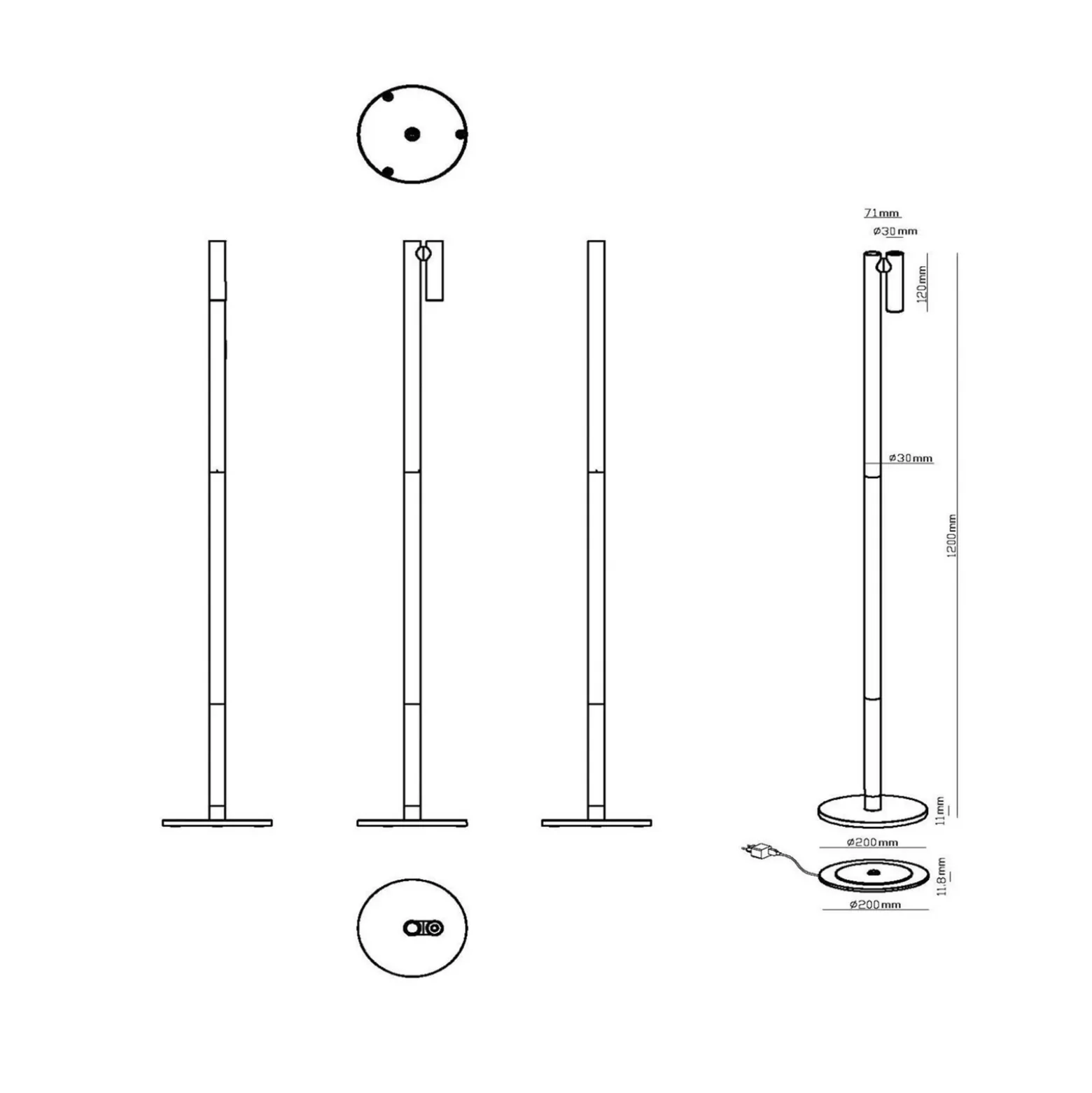 Lámpara de pie LED recargable Antrim, blanca, 1 luz, IP54, atenuable