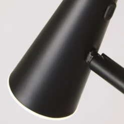 Lámpara de pie LED recargable 10450BK, negra, altura 151 cm, metal