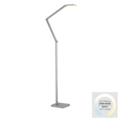 Lámpara de pie LED SAMSKY, acero, altura 161 cm, regulador táctil metálico
