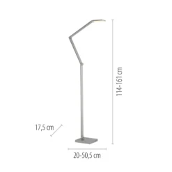 Lámpara de pie LED SAMSKY, acero, altura 161 cm, regulador táctil metálico
