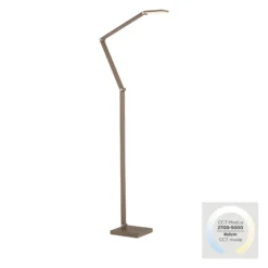 Lámpara de pie LED SAMSKY, color bronce, altura 161 cm, regulador táctil