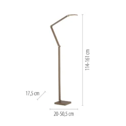 Lámpara de pie LED SAMSKY, color bronce, altura 161 cm, regulador táctil