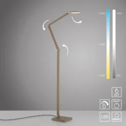 Lámpara de pie LED SAMSKY, color bronce, altura 161 cm, regulador táctil