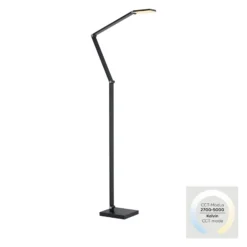 Lámpara de pie LED SAMSKY, gris, altura 161 cm, metal, regulador táctil