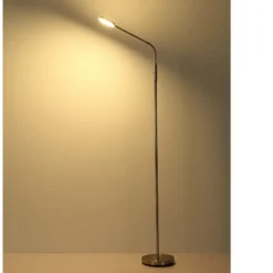 Lámpara de pie LED Silvio, color níquel, CCT, atenuable, 173 cm