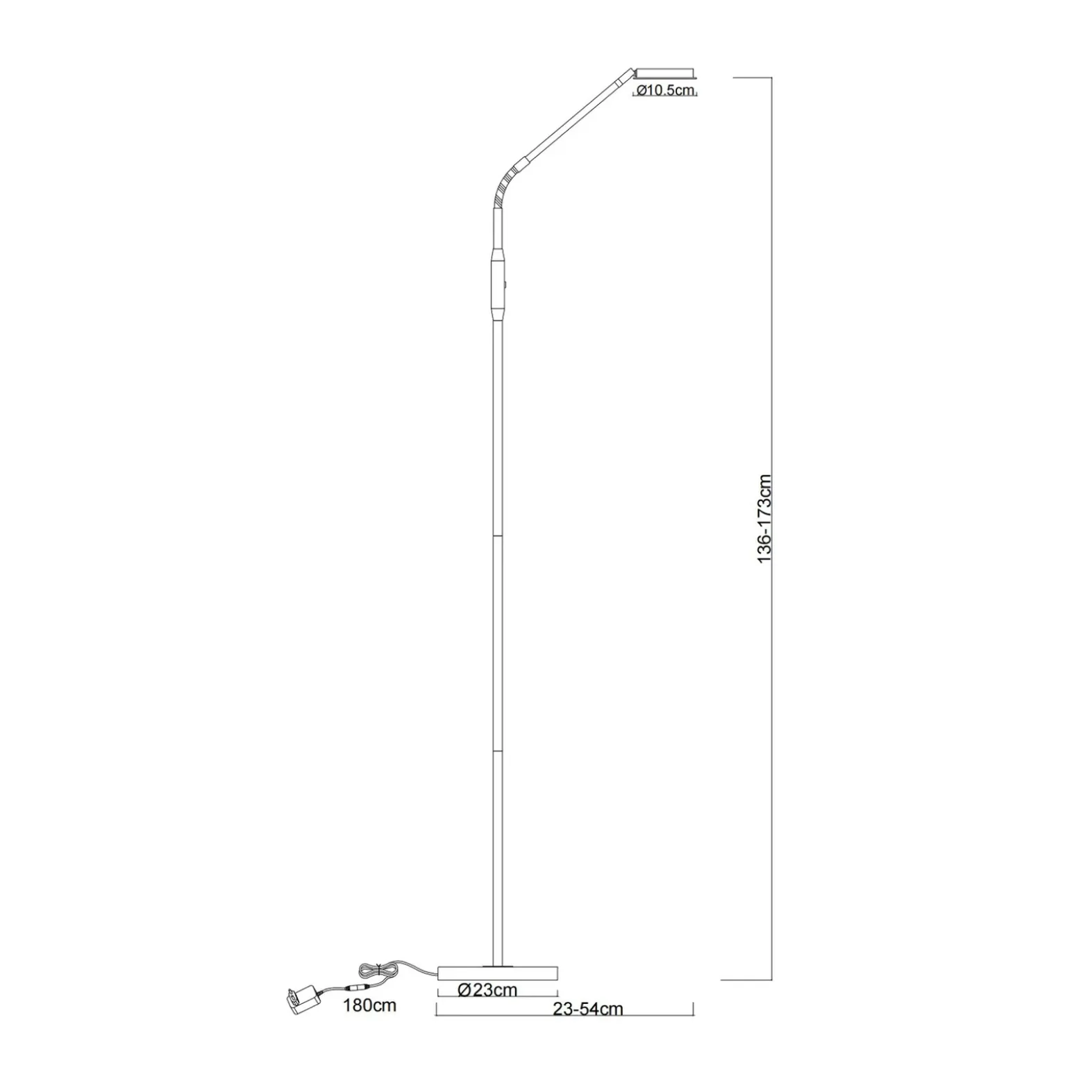 Lámpara de pie LED Silvio, color níquel, CCT, atenuable, 173 cm