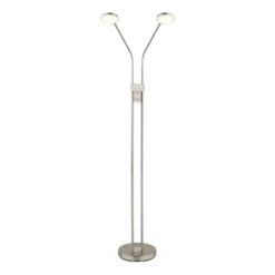 Lámpara de pie LED Silvio, 2 luces, níquel, CCT, atenuable