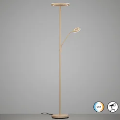 Lámpara de pie LED Sorento, altura 182 cm, brazo de lectura, color arena