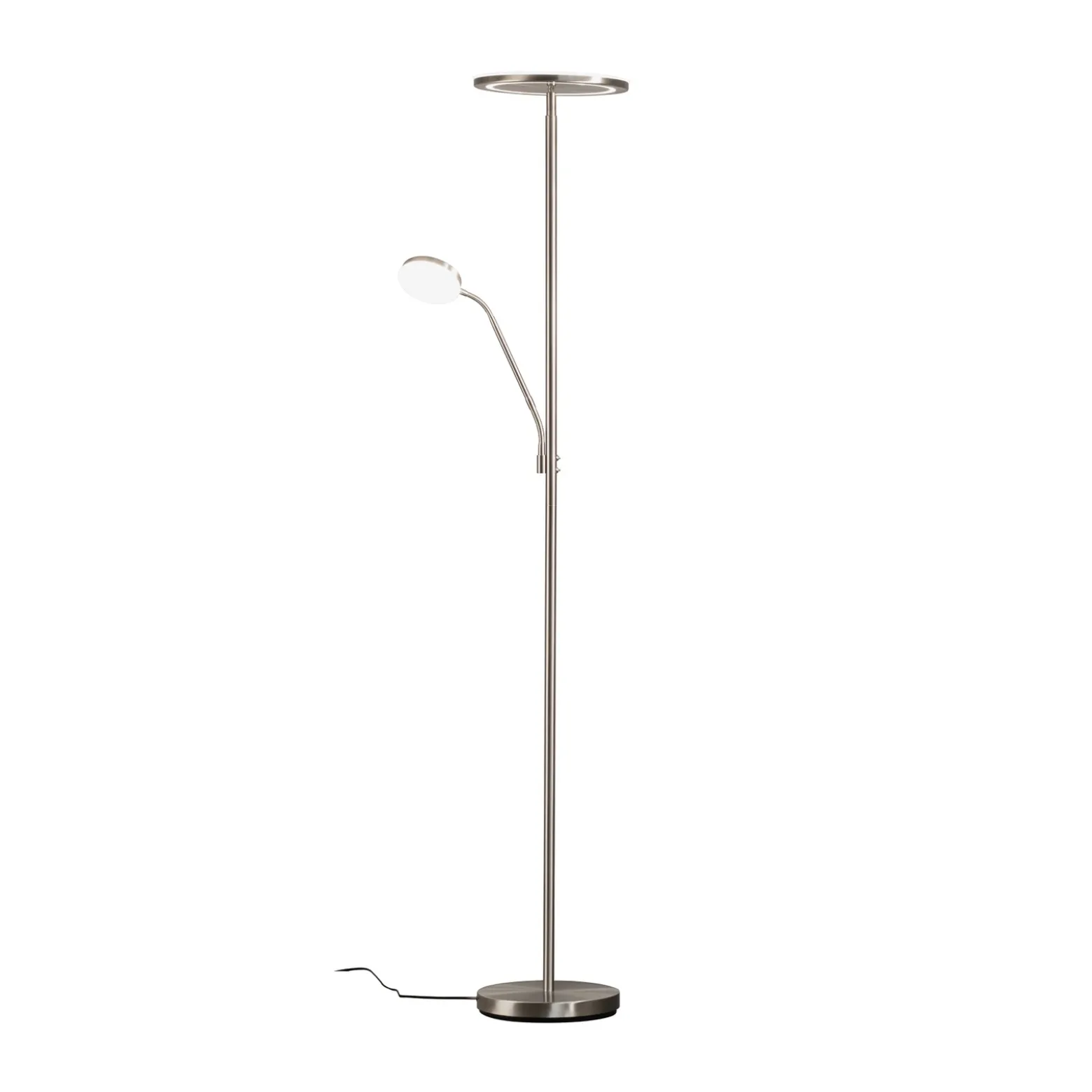 Lámpara de pie LED Sorento níquel Altura 182 cm 2 luces CCT Touchdim