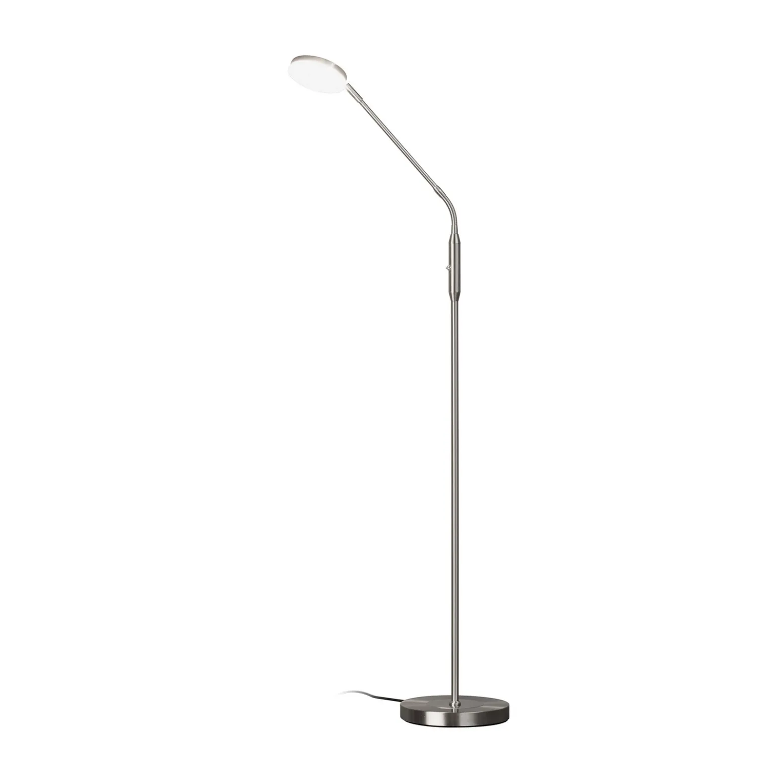 Lámpara de pie LED Sorento níquel, altura 138 cm, CCT, regulador táctil