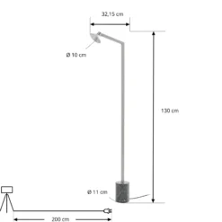 Lámpara de pie LED Steve de Lucande, aluminio, 130 cm, atenuable
