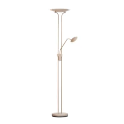 Lámpara de pie LED Tallri, gris beige, altura 180 cm, 2 luces, CCT Touchdim