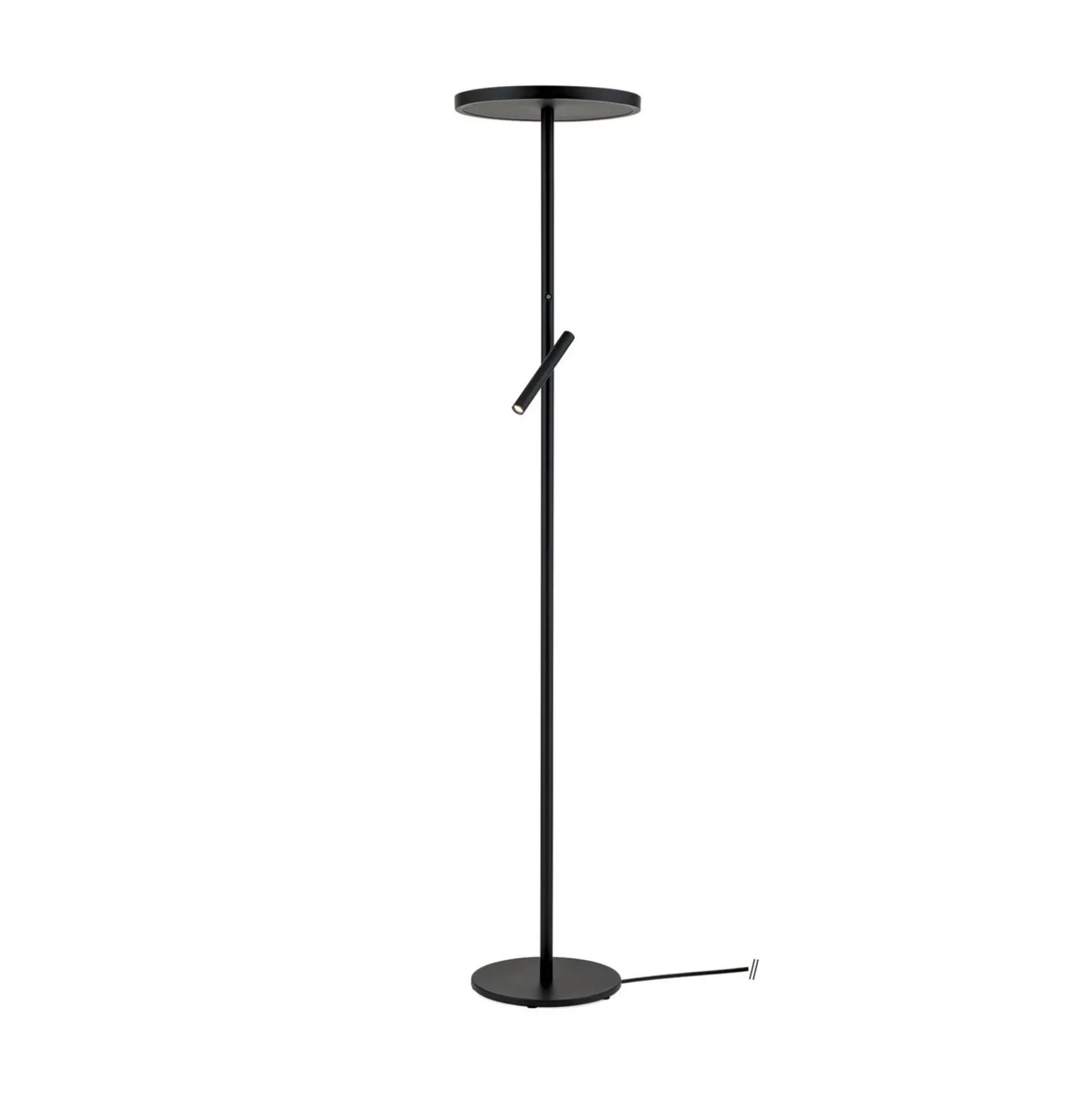 Lámpara de pie LED Teide, negro, metal, lámpara de lectura, atenuador