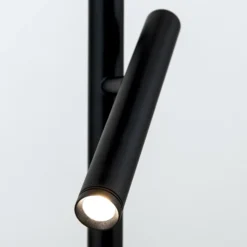 Lámpara de pie LED Teide, negro, metal, lámpara de lectura, atenuador