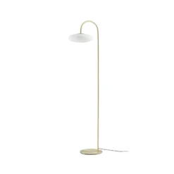 Lámpara de pie LED Tenebra de Lucande, 150 cm, latón/blanco, cristal