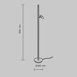 Lámpara de pie LED Thin de Maytoni, latón, aluminio, altura 155 cm, atenuable
