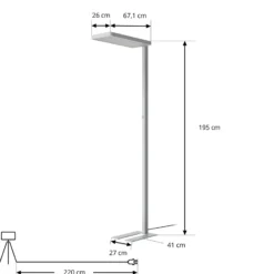 Lámpara de pie LED Timon de Arcchio, 54 W, plateada, altura 195 cm