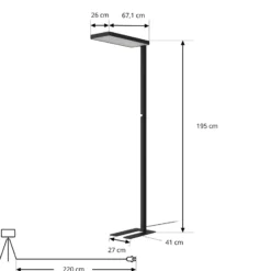 Lámpara de pie LED Timon de Arcchio, 54 W, negra, altura 195 cm