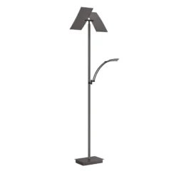 Lámpara de pie LED Twice, anodizada en bronce, altura 185 cm, metal, CCT