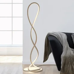 Lámpara de pie LED Twist de Paul Neuhaus, color arena, altura 143 cm