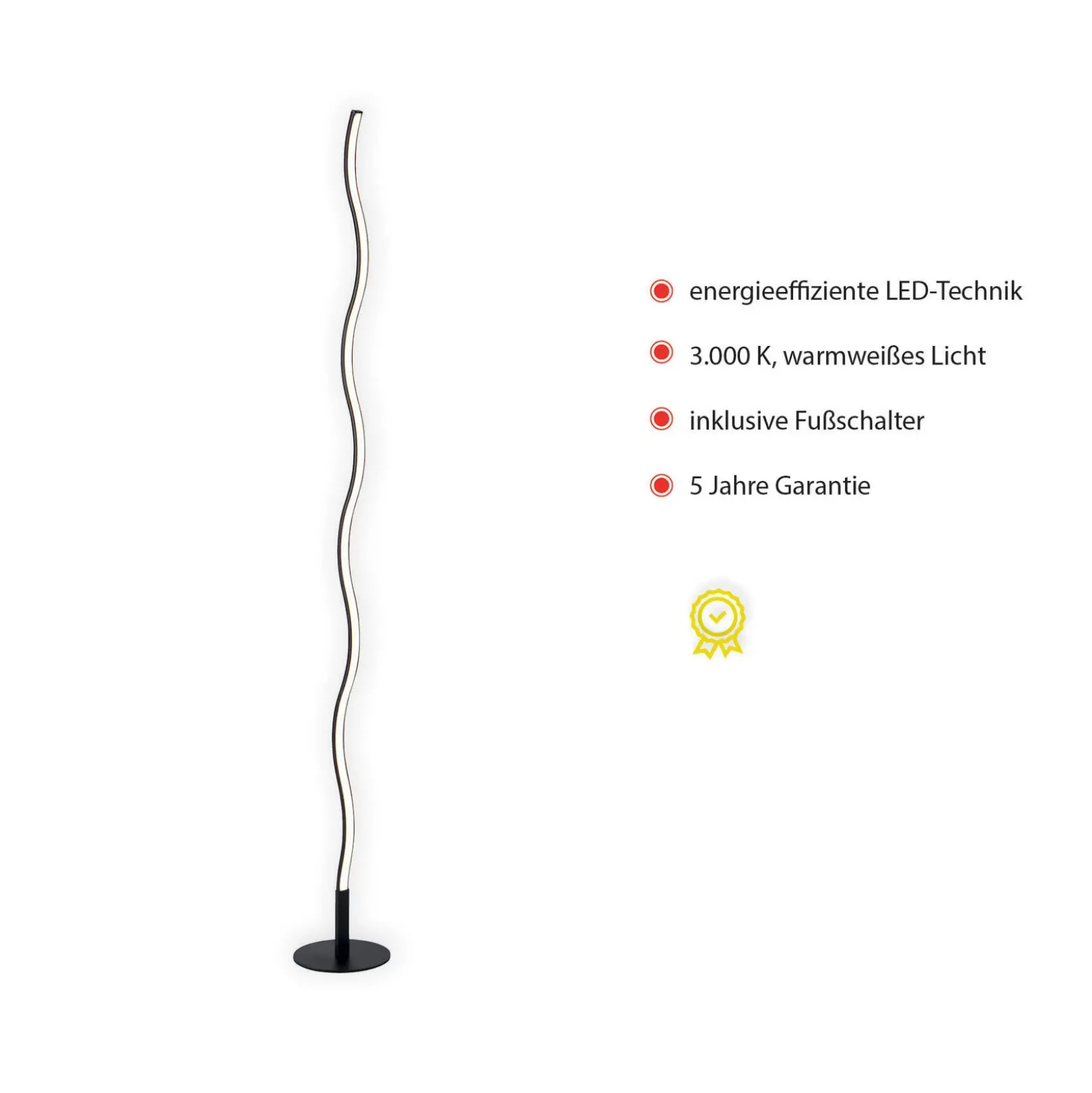 Lámpara de pie LED Wave 3.000K 120cm negro