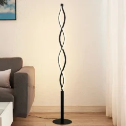 Lámpara de pie LED Welina de Lindby, negra, 150 cm, atenuable