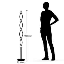 Lámpara de pie LED Welina de Lindby, negra, 150 cm, atenuable