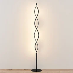 Lámpara de pie LED Welina de Lindby, negra, 150 cm, atenuable