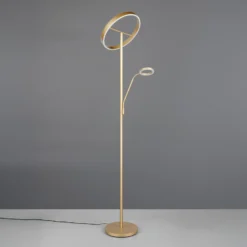 Lámpara de pie LED Willis, dorada, altura 180 cm, metal, CCT, atenuador