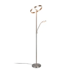 Lámpara de pie LED Willis, níquel, altura 180 cm, atenuador CCT metálico