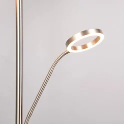 Lámpara de pie LED Willis, níquel, altura 180 cm, atenuador CCT metálico