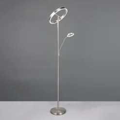 Lámpara de pie LED Willis, níquel, altura 180 cm, atenuador CCT metálico