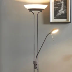Lámpara de pie LED Yveta de Lindby, color óxido, lámpara de lectura, atenuable