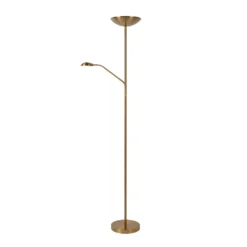 Lámpara de pie LED ZENITH, dorada, 2 luces, altura 180 cm, metal, atenuable