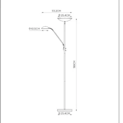 Lámpara de pie LED ZENITH, dorada, 2 luces, altura 180 cm, metal, atenuable