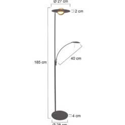 Lámpara de pie LED Zenith, lámpara de lectura LED, CCT, metal, negro