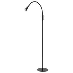 Lámpara de pie LED Zozy, negra, 3-StepDim, altura 145 cm, brazo flexible