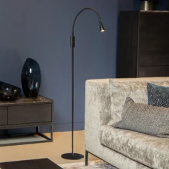 Lámpara de pie LED Zozy, negra, 3-StepDim, altura 145 cm, brazo flexible