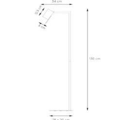 Lámpara de pie Lesley, negra, altura 130 cm, metal