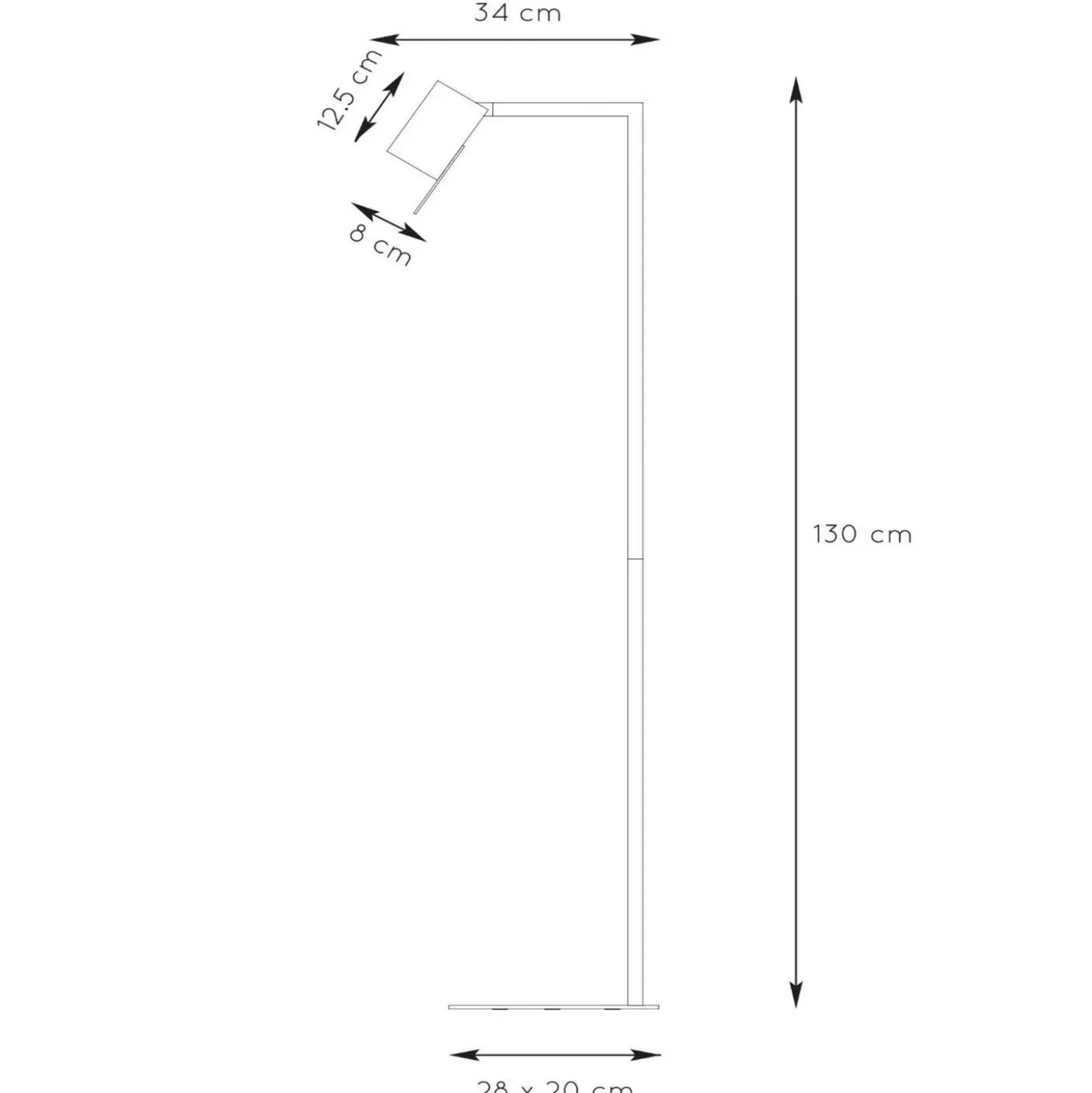 Lámpara de pie Lesley, negra, altura 130 cm, metal