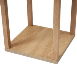 Lámpara de pie Lindby Birta, color madera/blanco, estantería, madera
