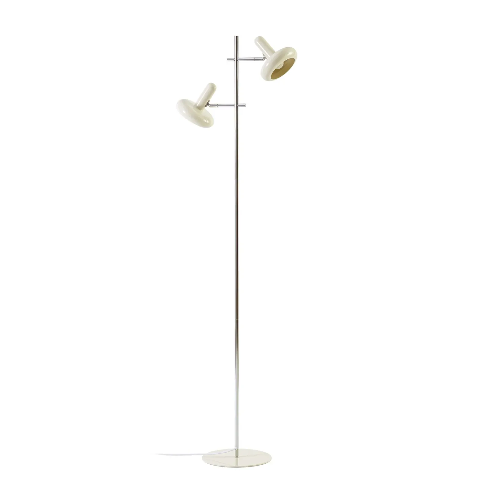 Lámpara de pie Lindby Dylan, 2 luces, cromada/beige, 150 cm, E14