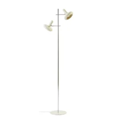 Lámpara de pie Lindby Dylan, 2 luces, cromada/beige, 150 cm, E14