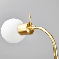 Lámpara de pie Lindby Elaina, color latón, 162cm, flexible, E14