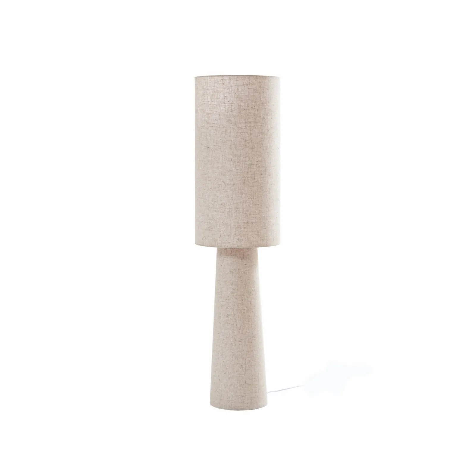 Lámpara de pie Lindby Elfie, altura 124 cm, beige, lino, 2x E27