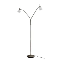 Lámpara de pie Lindby Gwendolin, 160 cm, color níquel, 2 luces.