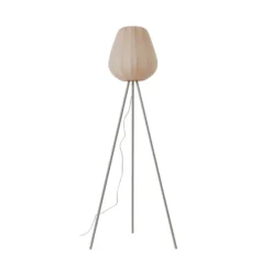 Lámpara de pie Lindby Helin, beige, textil, trípode, 144 cm, E27