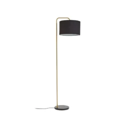 Lámpara de pie Lindby Hillary, negro/oro, mármol, 153cm